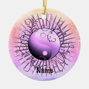 Ornamento De Cerâmica Redemoinho Violeta Yin Yang