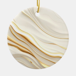 Ornamento De Cerâmica "Redemoinhos de Mármore Dourado e Creme"
