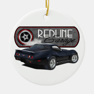 Ornamento De Cerâmica Redline o preto de Corveta da garagem