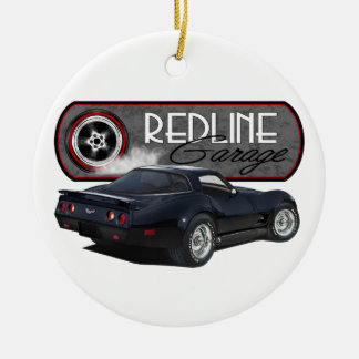 Ornamento De Cerâmica Redline o preto de Corveta da garagem
