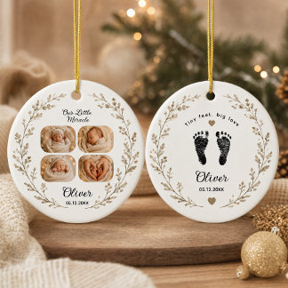 Ornamento de Cerâmica Redondo Personalizado com 4