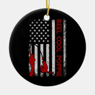 Ornamento De Cerâmica Reel Legal Poppie American Flag Fish Padre