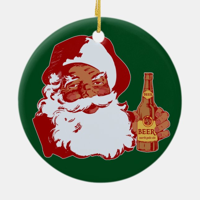 Ornamento De Cerâmica Refletor Papai Noel Negro com Engraçado no Natal d (Traseira)