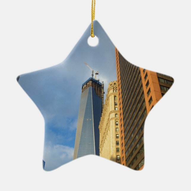 Ornamento De Cerâmica Reflexos de arranha-céus de Nova York (Frente)