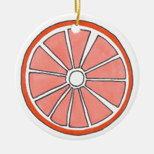 Ornamento De Cerâmica Refrescando Fatia de Fruta de Citros Laranja da Fl