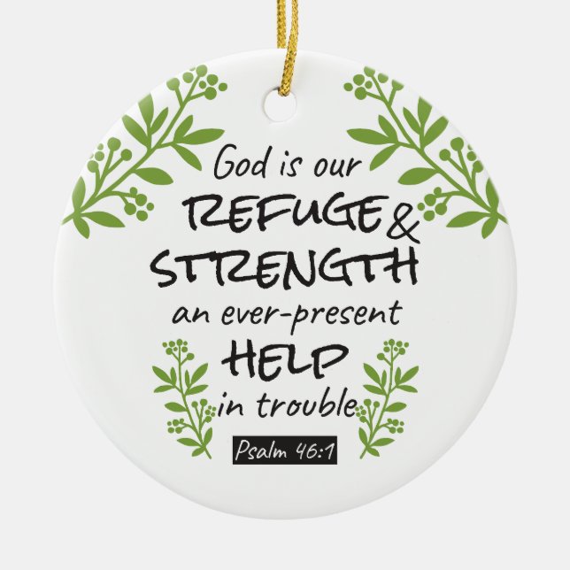 Ornamento De Cerâmica Refúgio divino - Salmo 46:1 para conforto espiritu (Frente)