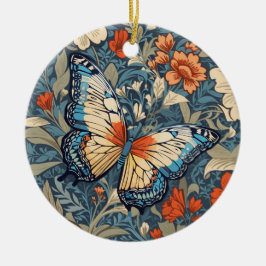 Ornamento De Cerâmica Regal Butterfly Amidst William Morris Floral