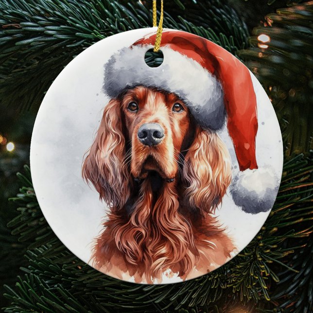Ornamento De Cerâmica Regal Irish Setter Dog Natal (Criador carregado)