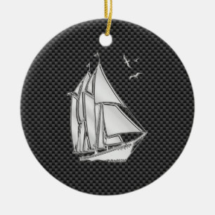 Ornamento De Cerâmica Regatta Sailboat no estilo de fibra de carbono