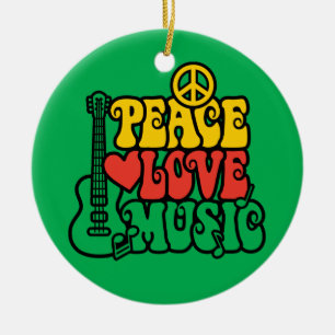 Ornamento De Cerâmica Reggae Peace Love Music