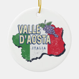 Ornamento De Cerâmica Região de Aosta Valley Itália Map Vintage Souvenir