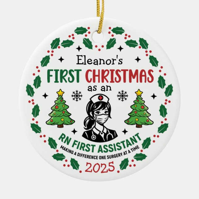 Ornamento De Cerâmica Registered Nurse First Assistant Christmas Tree (Frente)