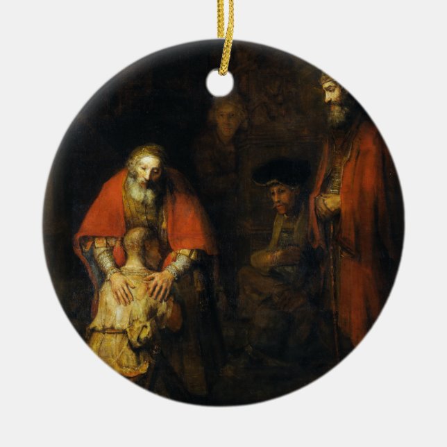 Ornamento De Cerâmica Regresso do Filho Prodígio por Rembrandt (Frente)