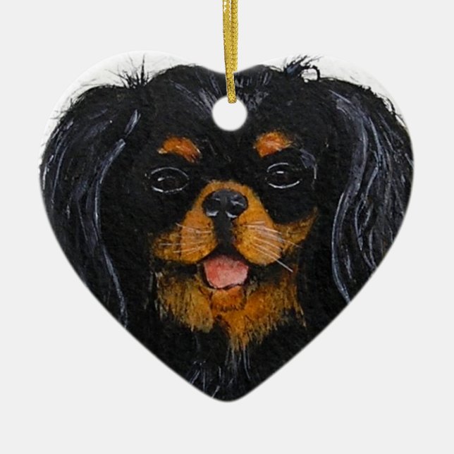 Ornamento De Cerâmica Rei Charles Cavalier Spaniel preto e bronzeado (Frente)