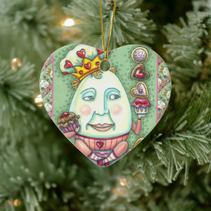 ORNAMENTO DE CERÂMICA REI HUMPTY DE CORAÇÕES E CONFECÇÕES, NAMORADOS