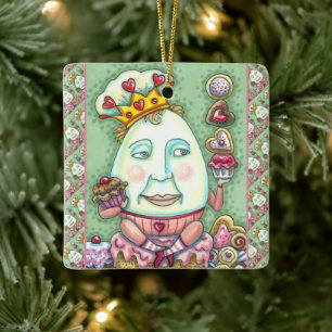 ORNAMENTO DE CERÂMICA REI HUMPTY DE CORAÇÕES E CONFECÇÕES, NAMORADOS