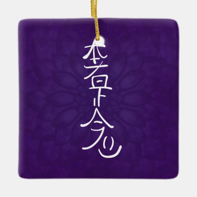 Ornamento De Cerâmica Reiki Hon Sha Ze Sho Nen no roxo (Frente)
