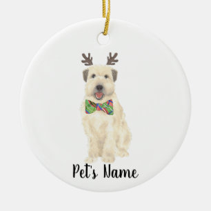 Ornamento De Cerâmica Reinador de Natal Personalizado Wheaten Terrier