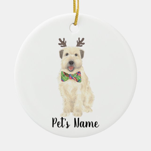 Ornamento De Cerâmica Reinador de Natal Personalizado Wheaten Terrier (Frente)