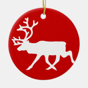 Ornamento De Cerâmica Reindeer Branco / Silhueta das Caraíbas