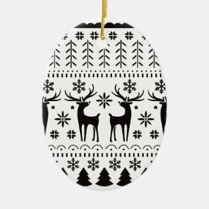 Ornamento De Cerâmica Reindeer de Natal para Folk Moderno