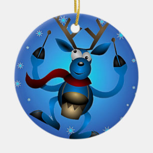 Ornamento De Cerâmica Reindeer Drummer Ornament