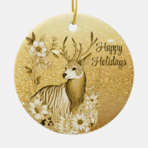 Reindeer Floral Dourado