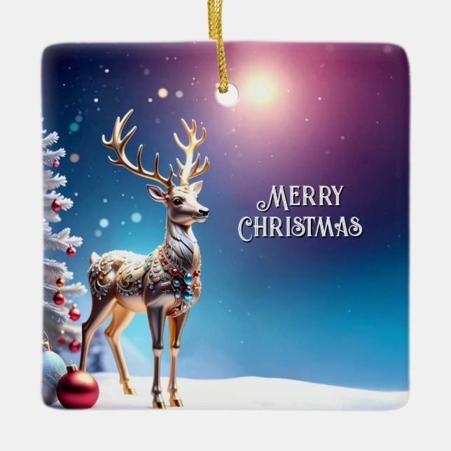 Ornamento De Cerâmica Reindeer Jewels Natal Ornament (Frente)