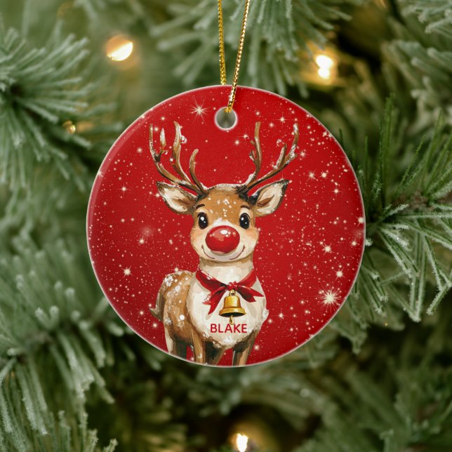 Ornamento De Cerâmica Reindeer Personalizado - Crianças Adoráveis De Gua (Árvore)