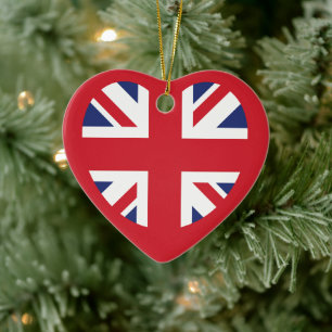 Ornamento De Cerâmica Reino Unido Union Jack Flag Heart