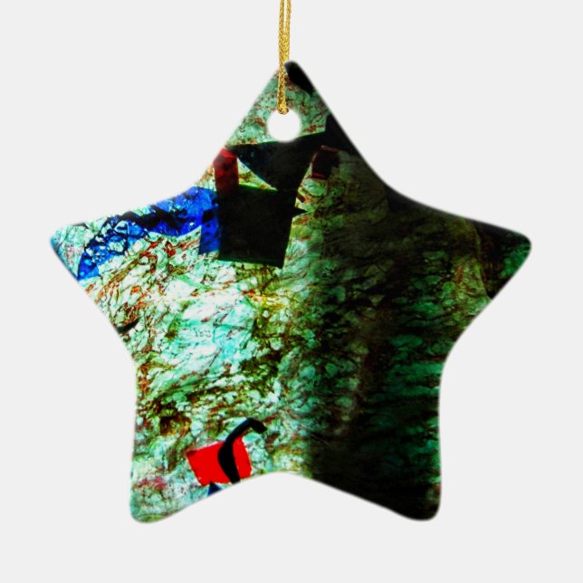 Ornamento De Cerâmica Relaxed blue texture ornament star,Dazzling calm  (Frente)