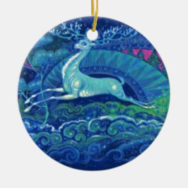 Ornamento De Cerâmica Rena azul do Natal do russo impressionante do