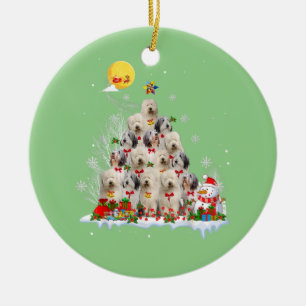 Ornamento De Cerâmica Rena de Cachorro de Ovelha Inglês Pine Natal