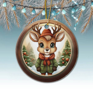 Ornamento De Cerâmica Rena de Férias Rústica, Rena de Natal, Natal 🦌🎄