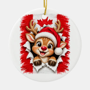 Ornamento De Cerâmica Rena de Natal Canadense