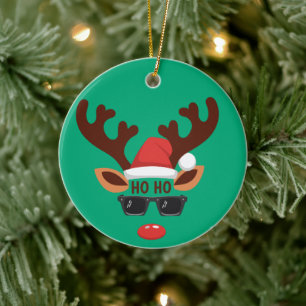 Ornamento De Cerâmica Rena de Natal Engraçada Inverno Família Cerveja Re