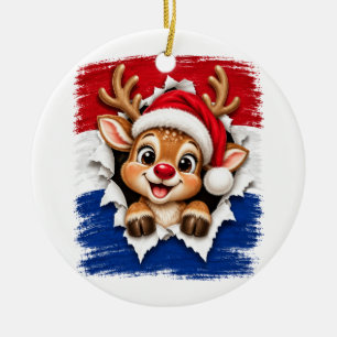 Ornamento De Cerâmica Rena de Natal Holandesa