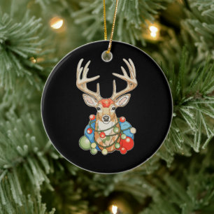 Ornamento De Cerâmica Rena de Natal Luzes de Natal Época de Festas