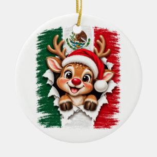 Ornamento De Cerâmica Rena de Natal Mexicana