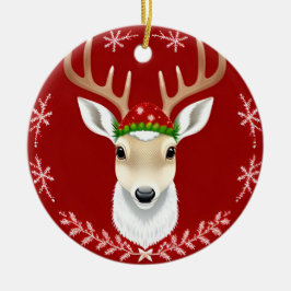 Ornamento De Cerâmica 🎄 Rena Glow Festiva ❄️ Férias de Inverno Vermelha