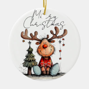 Ornamento De Cerâmica Renas de Natal Excêntricas