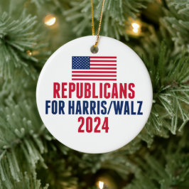 Ornamento De Cerâmica Republicanos pelo Harris Walz American Christmas