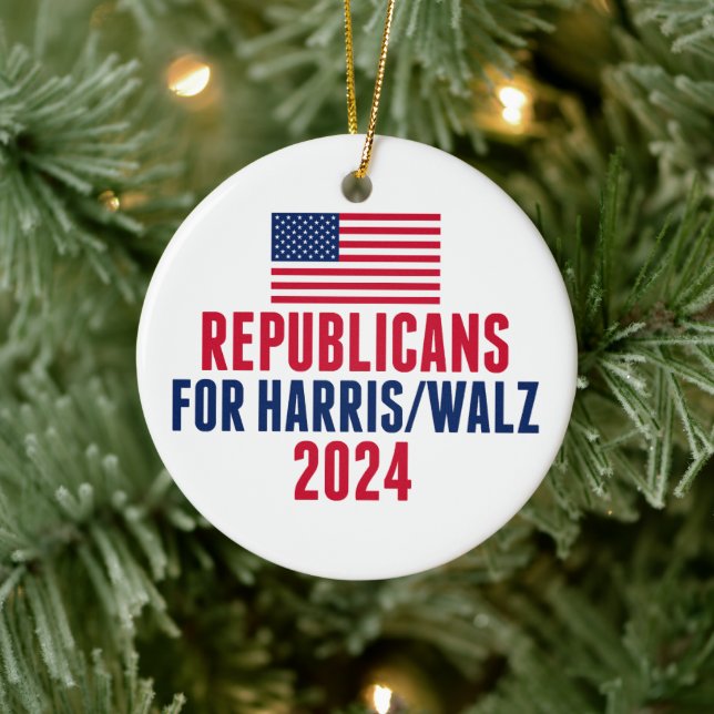 Ornamento De Cerâmica Republicanos pelo Harris Walz American Christmas (Árvore)