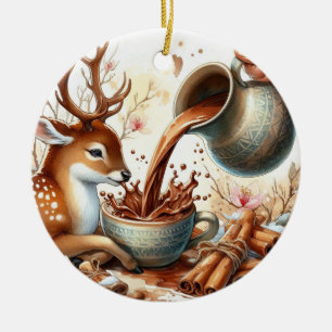 Ornamento De Cerâmica Rés de Natal com chocolate