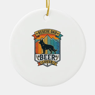 Ornamento De Cerâmica Resgate Pai Amante de Cerveja Cachorro Vintage Pôr