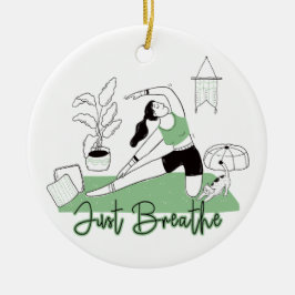 Ornamento De Cerâmica Respire A Meditação De Yoga
