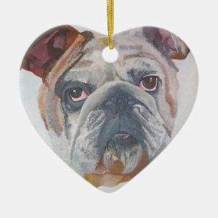 Ornamento De Cerâmica Retrato Artístico Do Bulldog Americano