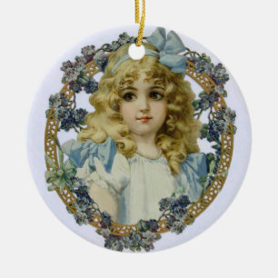 Ornamento De Cerâmica Retrato Bonito para Menininha Antiquado Bonito