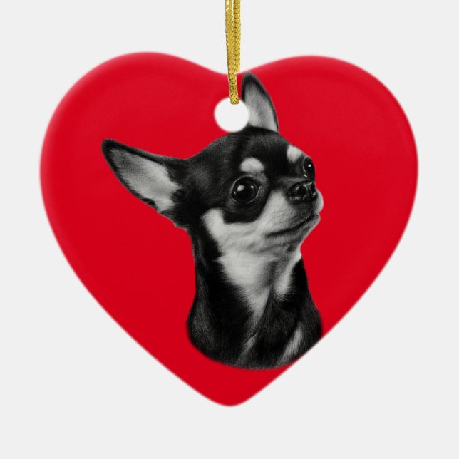 Ornamento De Cerâmica Retrato chihuahua pintado à mão (Frente)