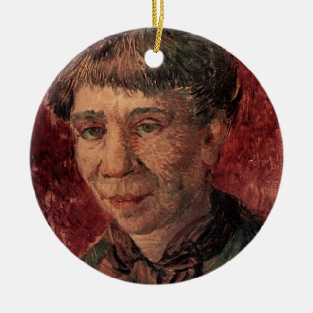 Ornamento De Cerâmica Retrato da Mulher Madame Tanguy, Vincent van Gogh (Frente)